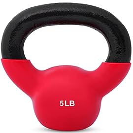 JFIT Kettlebell Weights Vinyl Coated Iron – 12 Size Options, 5lbs-50lbs – Coated for Floor and Equipment Protection…