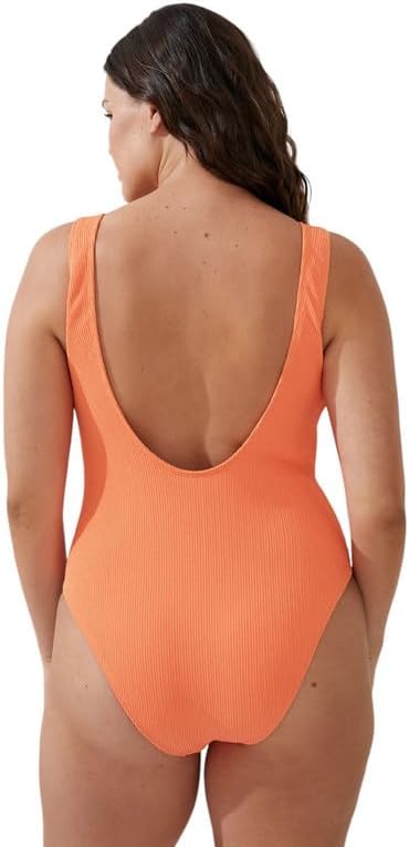 COTTON ON Women's Low-Back One-Piece Swimsuit (Pomelo Crinkle, Large) - Image 4