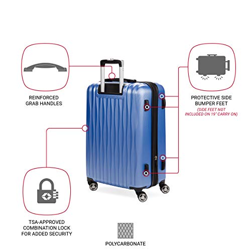 Image of SwissGear 7272 Energie Expandable Hardside Luggage with Spinner Wheels and TSA Lock, Periwinkle Blue, Checked-Medium 24-Inch