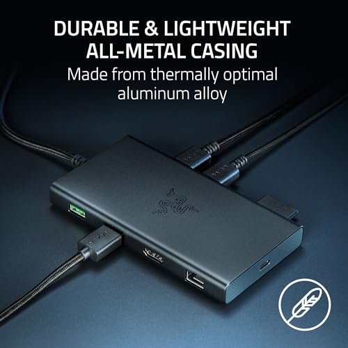 Razer USB C Dock: 11-in-1 Portable USB-C Travel Hub, 4K 60Hz HDMI, Ethernet, Card Reader, USB-C & USB-A, 3.5mm Audio,85W PD Charging for Laptop & Tablet, Durable All-Metal Build, PC & Mac - Black by Razer - Image 5