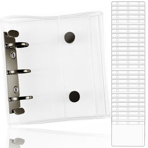 OKAWASI シール帳 透明 A8サイズ レフィル30枚付き シール バインダー シール手帳 女の子 はがせる シール収納(ブラック)