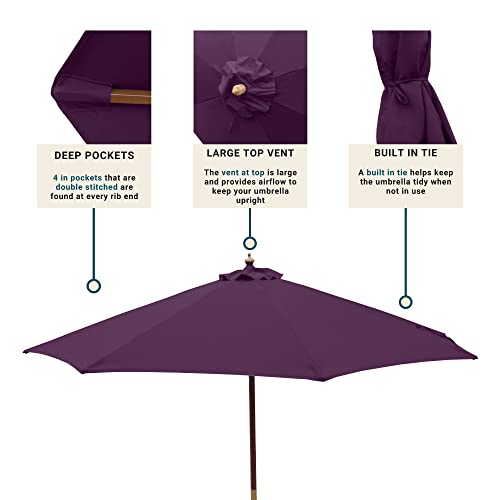 Formosa Covers 9Ft Market Patio Umbrella Canopy - 6 Ribs Canopy Replacement - 300D Uv Protective And Water Resistant Patio Canopy - Premium Quality Replacement Canopy Cover (Canopy Only) (Purple) #TOP3
