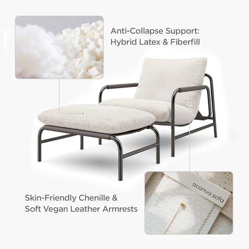 Sillón Plegable Chenille Blanco miniatura 4