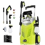 CHOGER Electric Pressure Washer, 4500PSI 2.7GPM Electric Power Washer with Foam Cannon, 4 Nozzles, 35FT Power Cord, 25FT Hose, Turbo, Dirty Cut, Brush, Pressure Washer for Cars