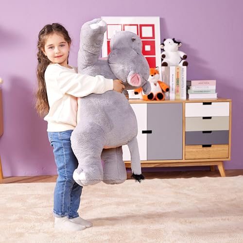 Image of IKASA Large Hippo Cuddly Toy, Giant Soft Toy, 78 cm, Large Plush Toy, Cute Huge, Fluffy Soft Jumbo Plush Toy, Gift for Children