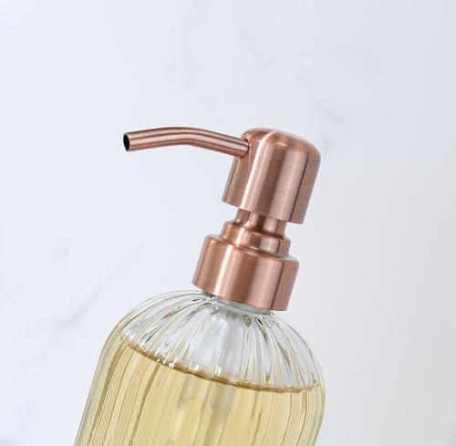 Image of Copper Glass Bathroom Soap Dispenser with Metal Pump,Vintage Dish Soap Dispenser for Kitchen, Used for Lotionor Home,Bathroom,Countertop, Hotel,2 Packs