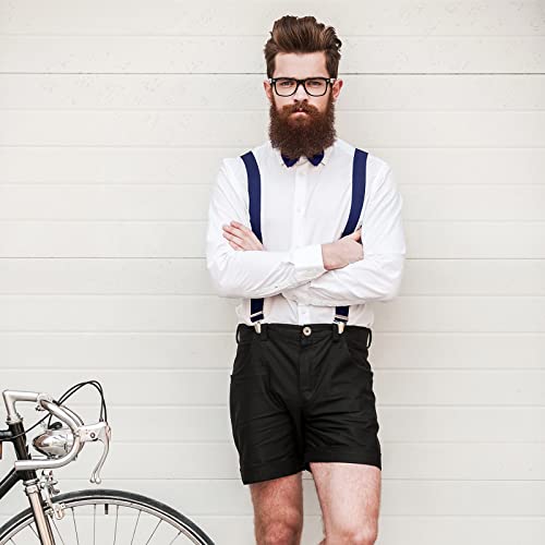 Image of Haysandy 6 Set Men Suspender and Bow Tie Set Bulk Pack Y Back Y Shape Adjustable Elastic Suspender for Adult Women