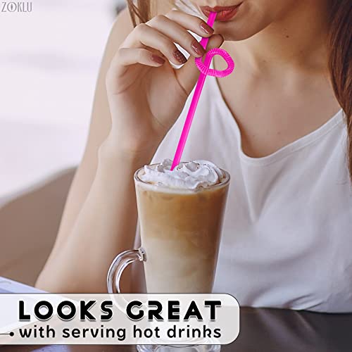 Plastic Drinking Straws Neon Straws - 200 Pack Colorful Cocktail Straws Disposable - Extra Long Straw Reusable Straws Bulk - 17" Drinking Straws Flexible Twisty Bendy Straws Drinking Assorted Colors #TOP7
