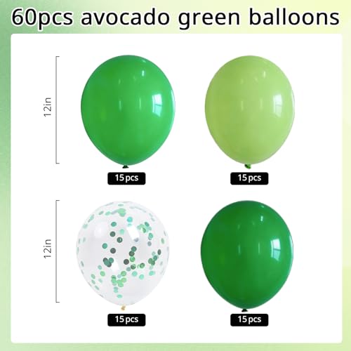 Image of 60Pcs Green Balloons Kit, 12 Inch Confetti Balloons for Party Decorations | Green Latex Balloons with Confetti Design Create a Fresh Party Setup for Birthdays, Baby Showers, St. Patrick'S Day & Events