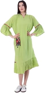 BEBO نسائي فستان قصير مطبوع اكمام طويلة مقاس حر، يناسب وزنًا يتراوح من 60 إلى 85 كجم تقريبًا