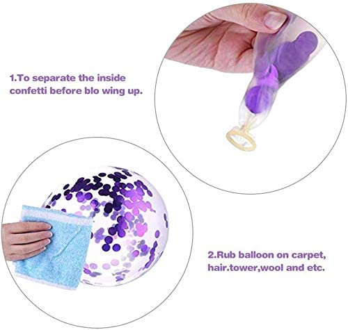 Image of Purple and White Balloons, 12in Lilac Lavender Helium Confetti Latex Purple Balloons with Ribbon for Women Kids' Birthday Party Baby Shower Wedding Anniversary Gender Reveal Princess Decoration