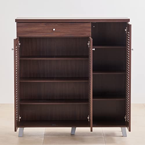 Image of Home Centre Lewis NXT 26 Pairs Shoe Cabinet with Drawer - Brown