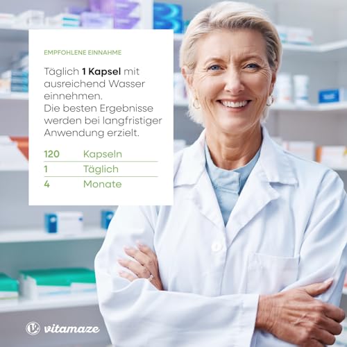 Vitamin K Komplex hochdosiert & vegan, K1 1.000 mcg + K2 Menaquinon (1.000 mcg MK4 + 200 mcg MK7), 120 Kapseln für 4 Monate, beste Bioverfügbarkeit, Made in Germany