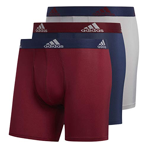 adidas Men's Stretch Cotton Boxer Brief Underwear (3-Pack), Collegiate Burgundy/Collegiate Navy Light Onix/Col, Large