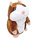 M-jump Talking Hamster Repeats What You Say Mimicry Pet Toy Plush Buddy Mouse with Interactive Function, Gift for Kids Birthday and Parties (Brown)