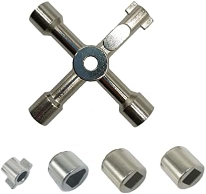 Radiator Key Gas Key Meter Box Key Meter Key Four-Way Multi-Functional Utilities Key Cross Key for Electric Cupboard Cabinet Opening Key (Silver)