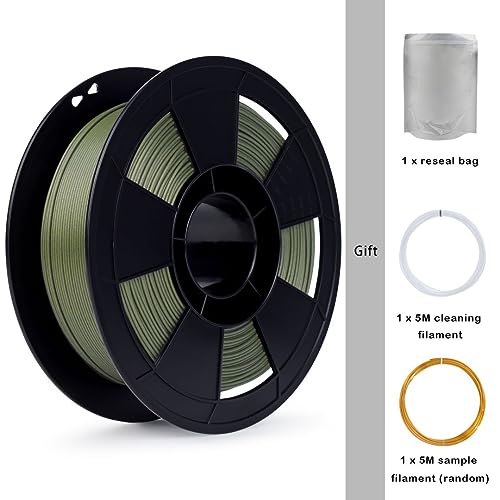 Image of ZIRO Carbon Fiber PLA Filament 1.75mm, CF-PLA 3D Printer Filament, Reinforced PLA Colorful 0.8KG, 15% Carbon Fiber Contained Spool, Fits for Almost All FDM 3D Printers, 1.76lbs, Military Green