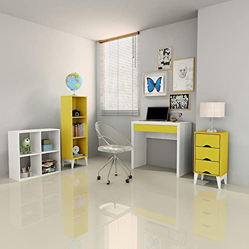 Estante Livreiro Twister Amarelo com Branco