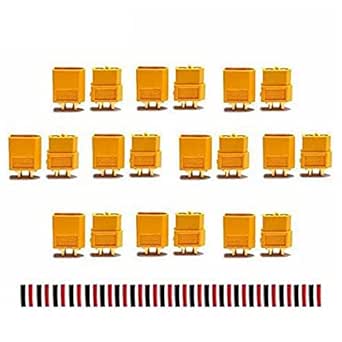 10 Pairs Amass XT60 XT-60 Male Female Bullet Connectors Plugs with 20 Pairs Heat Shrink Tube for RC Lipo Battery