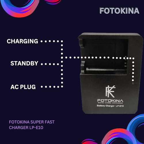 FOTOKINA-LP-E10-Battery-Charger-Compatible-with-EOS-1100D-1200D-1300D-1500D-2000D-3000D-4000D-kiss-X50-X70-X80-X90-Rebel-T3-T5-T6-T7-T100-DSLR-Digital-Camera-Black