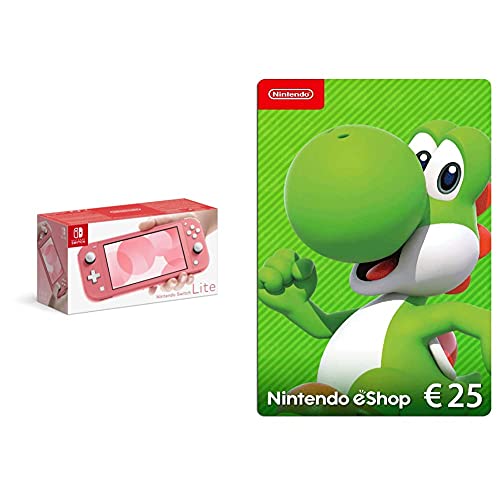 Nintendo Switch Lite - Consola Coral + Nintendo eShop Tarjeta de regalo 25€ (Código de descarga) para Nintendo Switch
