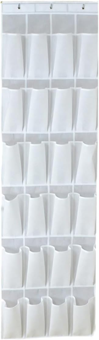 24pcs White Non Woven Hanging Shoe Storage Organizer Bag for Home