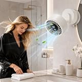 Azmsorsm Desk Fan for Bedroom, USB Rechargeable Wall Mount Fan with Suction Cup Base, Digital Display, 6 Speeds, Quiet Oscillating Small Fan, Adjustable Tilt for Office RV Kitchen Bathroom (White)