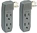 2-Pack 3-Outlet Tap Wall Adapter, Vertical Side-Access, Ac Power Adapter, Multi-Plug for Charging Station, Electronic Video Game, TV, Computer, and Appliances in Kitchen, Household, and Workshops.