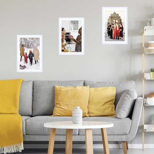Image of JCJMY 12x18 Picture Frame with 11x17 Mat, Display Photo 11x17 with Mat or 12 x 18 Without Mat, Wall Hanging Large 12 by 18 Poster Frame with Plexiglass, White