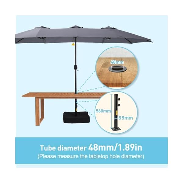 15ft large patio umbrella double sided extra large umbrella with base rectangular patio umbrella double sided umbrella for yard lawn gardengrey  urban country home decor