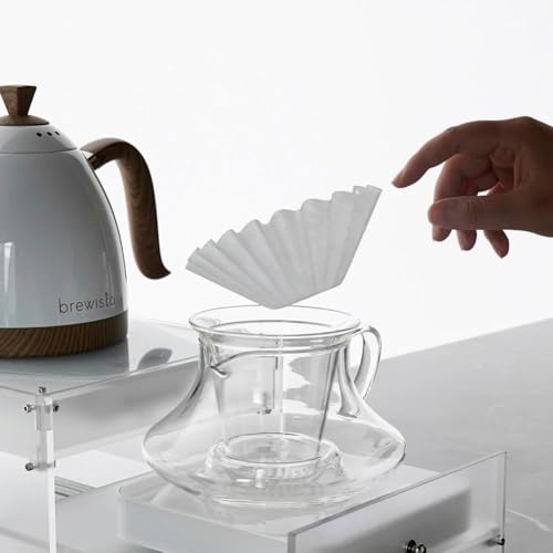 Image of watchget Premium Non-Woven Wave Coffee Filter Papers 1-2 Cup Size 155 Perfect for Most Pour Over Coffee Dripper Brewers,50 Count Disposable Paper Filters