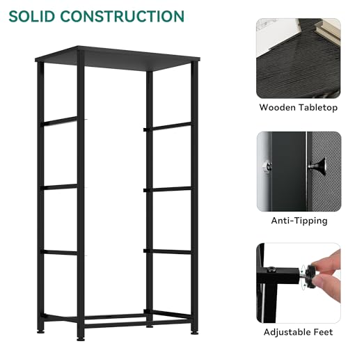 DWVO Storage Tower with 4 Drawers - Black Fabric Dresser, Organizer Unit for Room, Living Room, Closets - Sturdy Steel Frame, Easy Pull Fabric Bins & Wooden Top