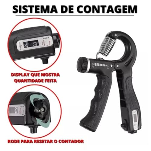 Hand Grip Ante Braço Punho Ajuste Peso Até 60 Kg C/Contador Cor Sortido - acompanha chaveiro - TYDA