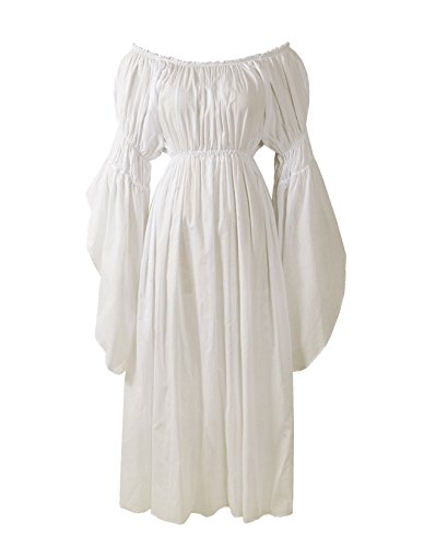 Reminisce Boutique Renaissance Medieval Costume Pirate Faire Celtic Chemise Under Dress (Regular, Cream)