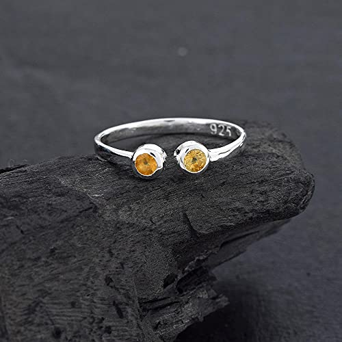 Bague en argent sterling 925 avec citrine jaune véritable - 2