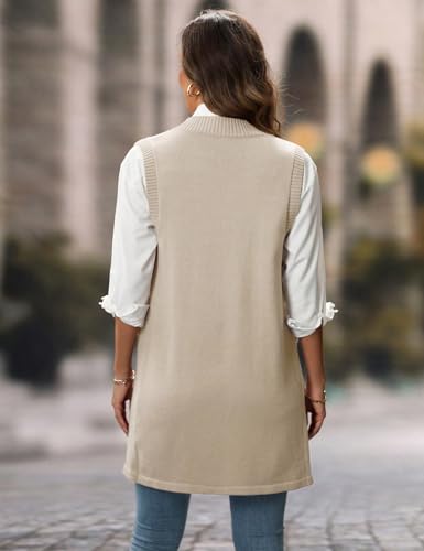 Image of IDEALSANXUN Womens Long Sweater Vest Fall Winter Open Front Sleeveless Cardigans Vest Tops