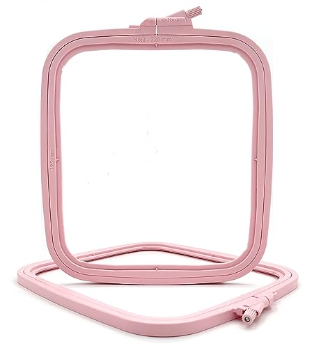 Nurge Pink Plastic Square Embroidery Hoops, Cross Stich Hoop, Punch Needle Hoop (Medium)
