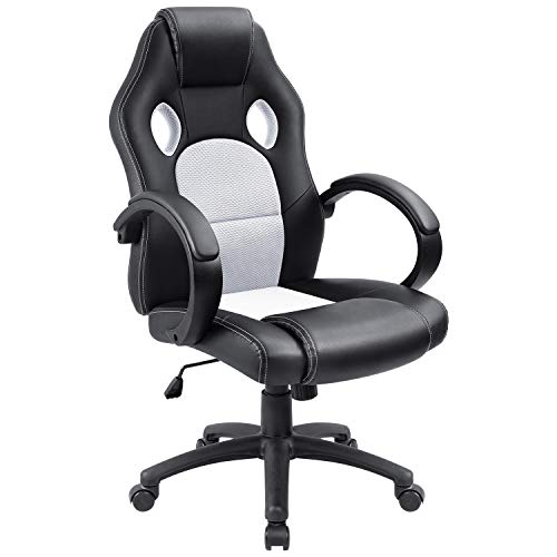 Furmax High Back Office Gaming Chair Computer Desk Chair,Ergonomic Adjustable Racing Chair,Task Swivel Executive Chair with Lumbar Support (White)