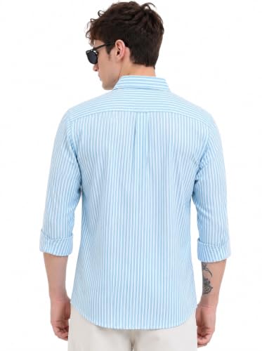 Image of Youth First Men's Cotton Blend Casual Shirt | Regular Fit Solid Full Sleeve Button Down Collared Shirts | Comfortable Formal Office Business Casual for Men