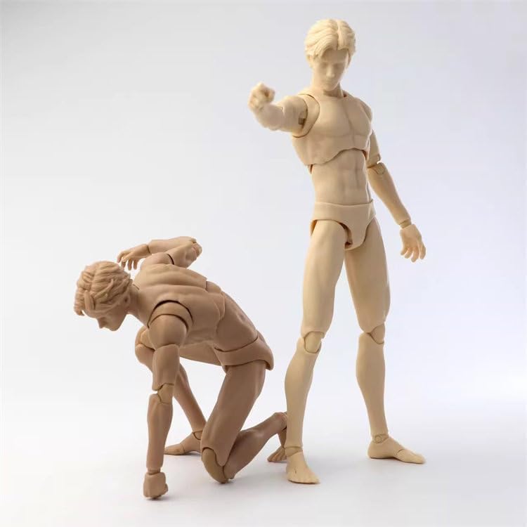 1/12 Scale Male Action Figure, 6inch Super Flexible Lean Male Articulated Joint Body 16.2cmThin Anime Body Interchangeable Hands Slender Miniature Body Doll Collection (Yellow Skin) image 3