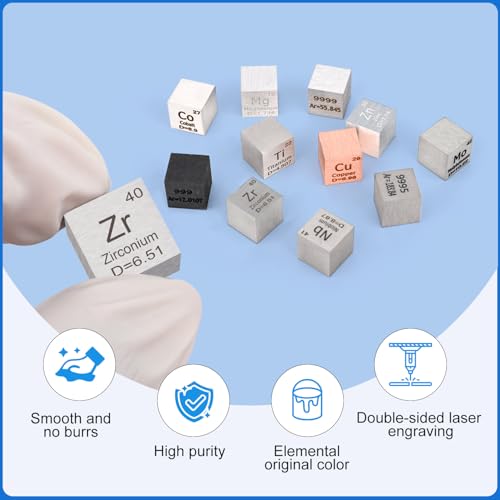 Image of 0.39 inch Zirconium Metal Element Cube 10MM Density Cubes 99.4% High Purity, Periodic Table of Elements Collection for Element Collections Hobbies, Pure Zirconium Cube(Zr 0.39 Inch)