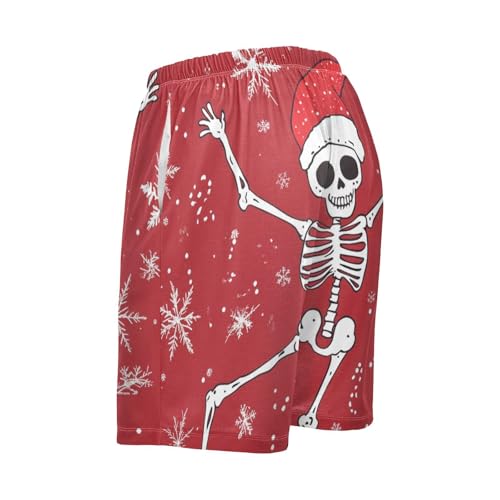 Men's Short Pajama Bottoms Funny Skull Dance Christmas Home Casual Sleep Pants2