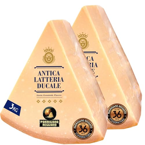 Parmigiano Reggiano Dop 36 mesi da Allevamento e Agricoltura Sostenibili - Premiata Produzione Artigianale dal 1949 - Formaggio Naturalmente Privo di Lattosio ANTICA LATTERIA DUCALE (3kg - 2pz)