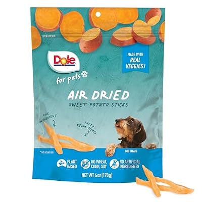 Dole for Pets Air Dried Sweet Potato Dog Treats, 6oz |Made with Real Sweet Potato, Single Ingredient, Limited Ingredient Dog Treats, No Wheat, Corn, Soy, Artificial Flavors, Colors, or Preservatives
