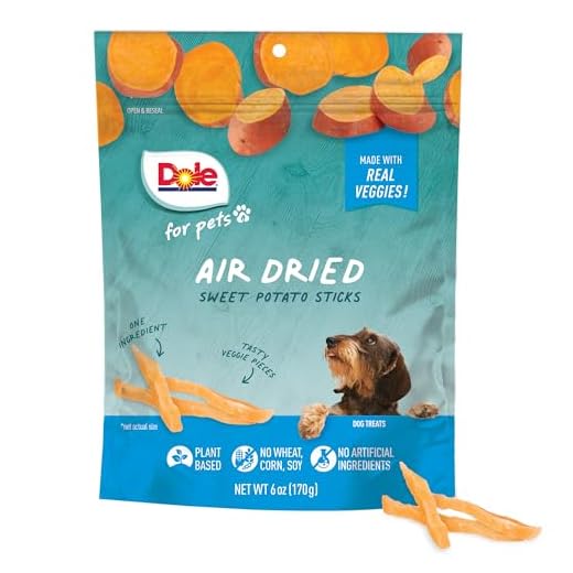 Dole for Pets Air Dried Sweet Potato Dog Treats, Single Ingredient Dog Treats Made with Real Sweet Potato, No Wheat, Corn, Soy, Artificial Flavors, Colors, or Preservatives, 6 Oz