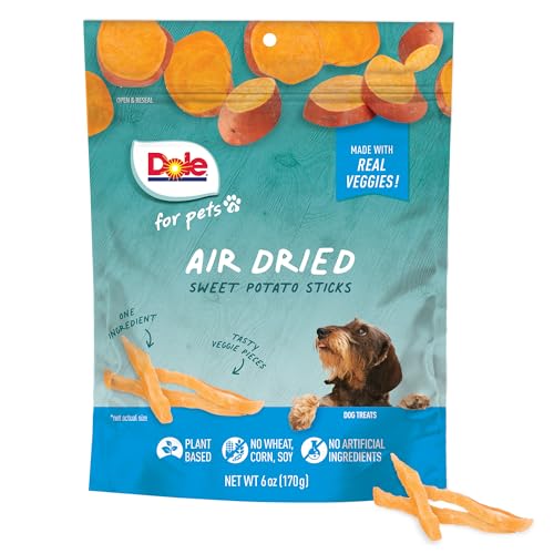 Dole for Pets Air Dried Sweet Potato Dog Treats Single Ingredient Dog Treats Made with Real Sweet Potato No Wheat Corn Soy Artificial Flavors Colors or Preservatives 6 Oz