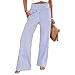 FQZWONG Womens Striped Gingham Palazzo Pants Wide Leg High Waisted Lounge Pajama Pants Cute Casual Trousers with Pockets（2-Blue,X-Large