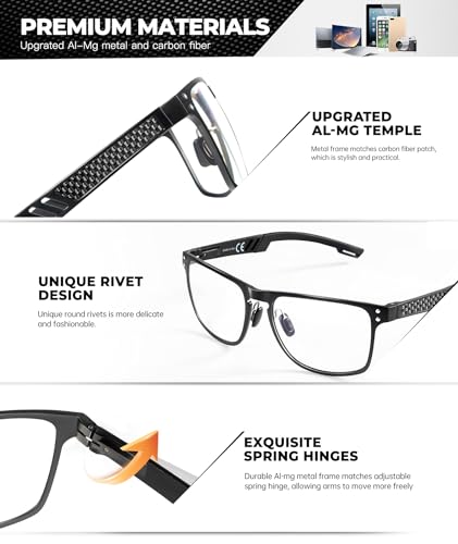 Image of ANYLUV Blue Light Blocking Glasses Men Computer Gaming Glasses Lightweight Al-Mg Metal Anti Eyestrain Eye Protection