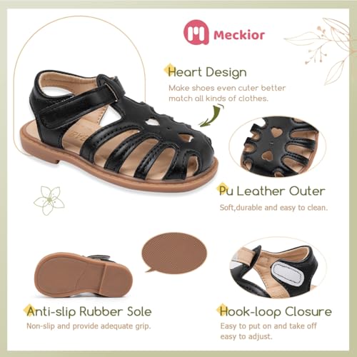 Image of Meckior Toddler Girls Sandals for Little Girls Wedding Dress Sandals Open Toe Non-Slip Summer Beach Pool Shoes (Toddler /Little Kid)