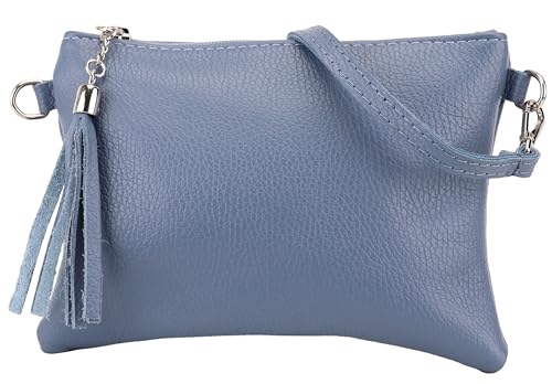 SH Leder Echtleder Umhängetasche Clutch kleine Tasche Abendtasche 22x15cm Anny G248 (Jeansblau)
